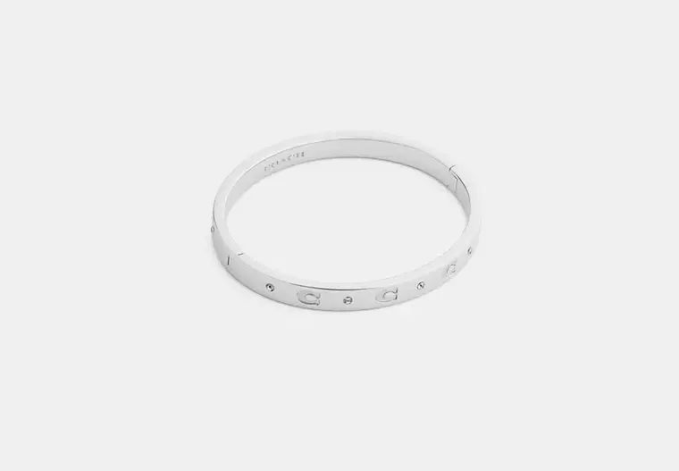Coach Repeated C Hinged Bangle (Silver)