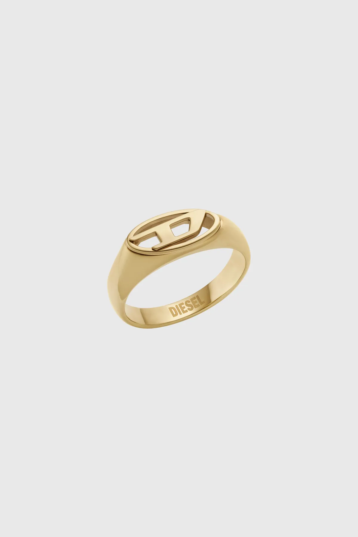 Diesel Gold-Tone Stainless Steel Signet Ring (Gold)