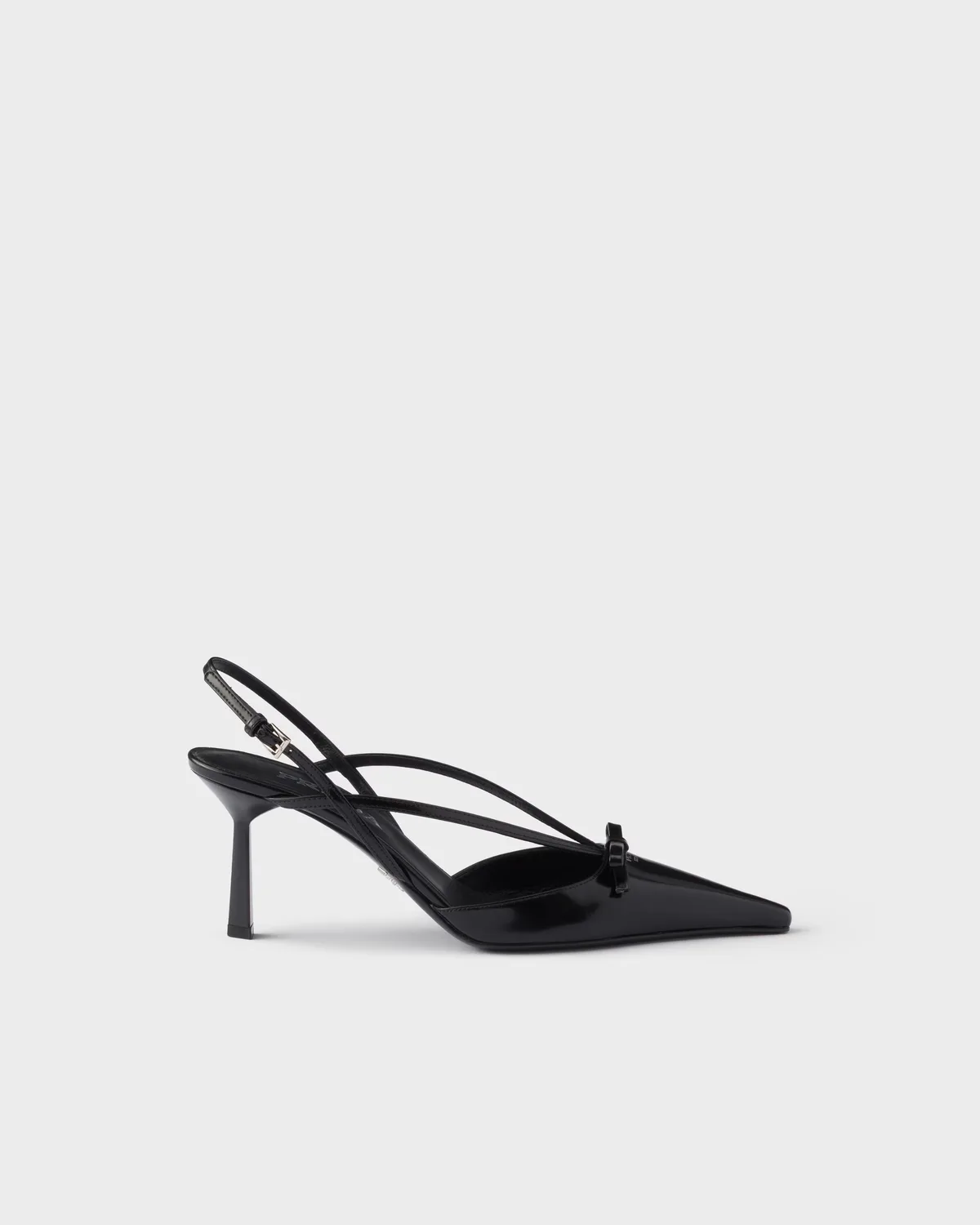 Prada Brushed Leather Slingback Pumps (Black)