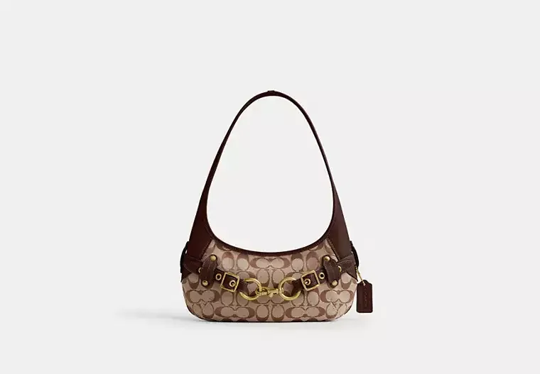 Coach Belted Ergo Shoulder Bag 26 In Signature Jacquard (Khaki  Maple)