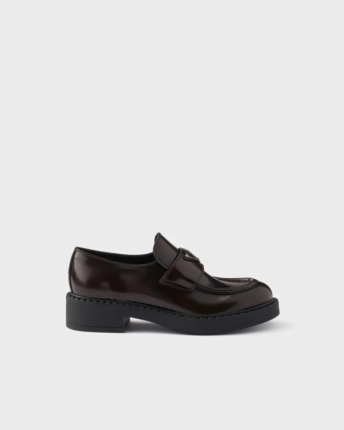 Prada Chocolate Brushed Leather Loafers (Sienna)