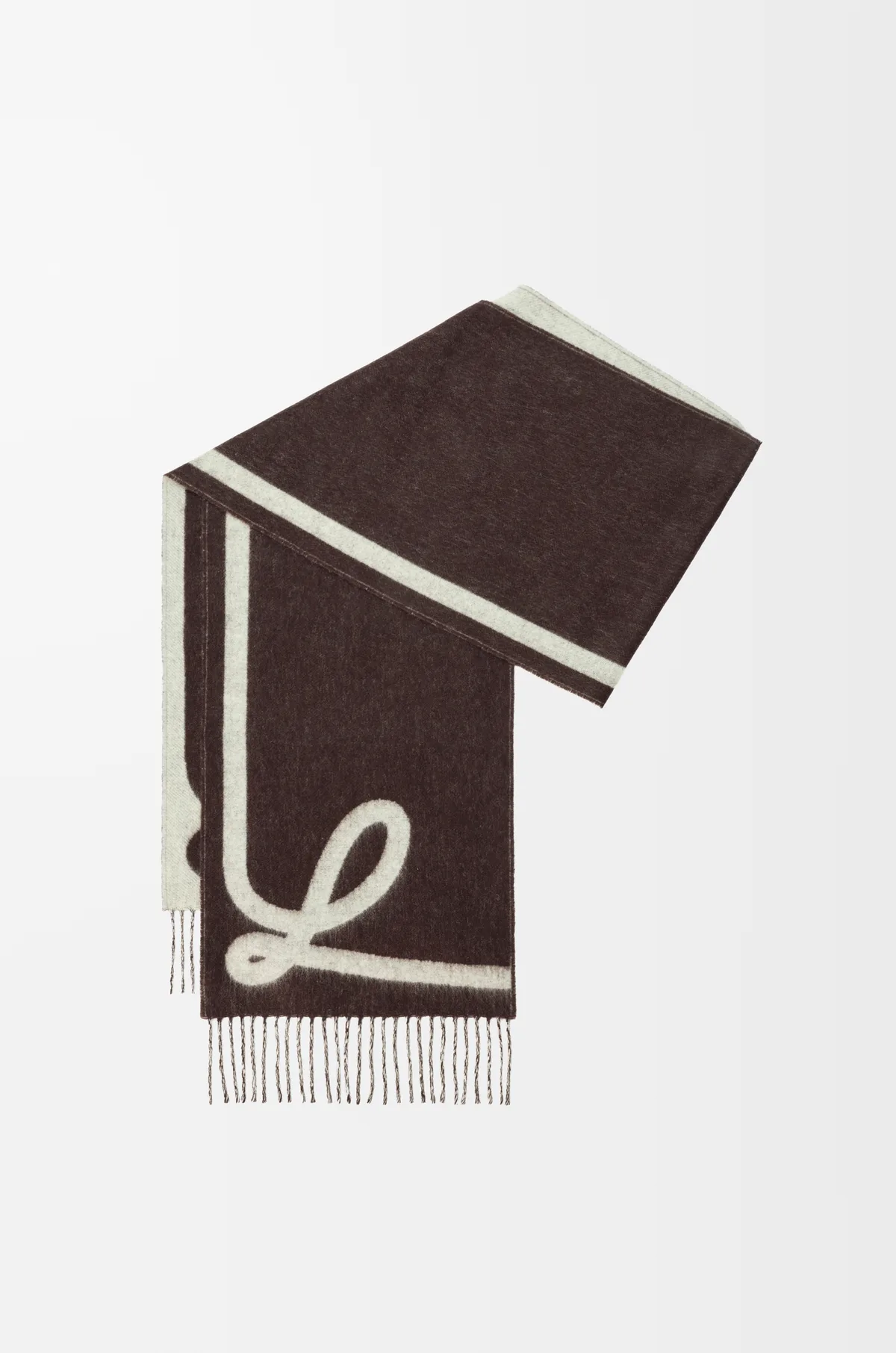 Loewe Scarf in Wool and Cashmere (Brown/Yellow)