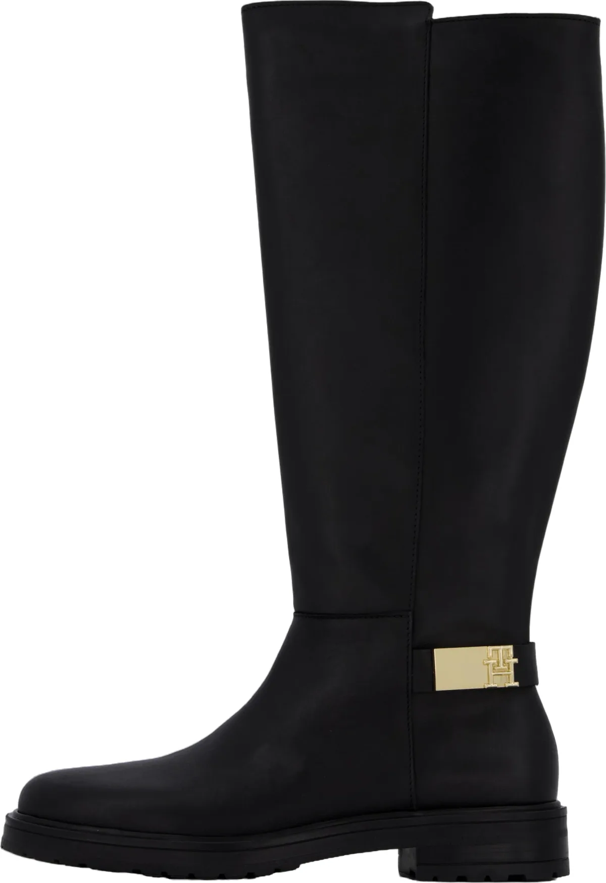 Tommy Hilfiger Th Logo Leather Long Boot Black