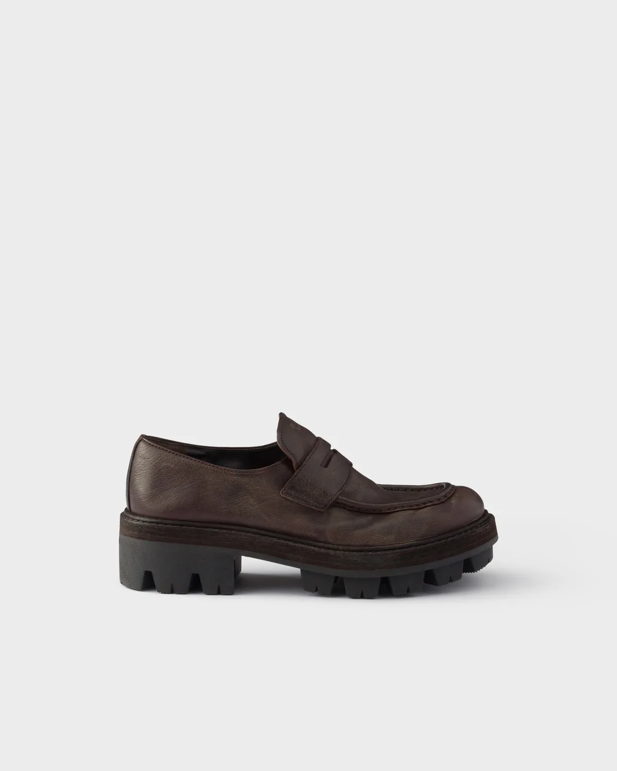 Prada Leather Loafers (Dark Brown)