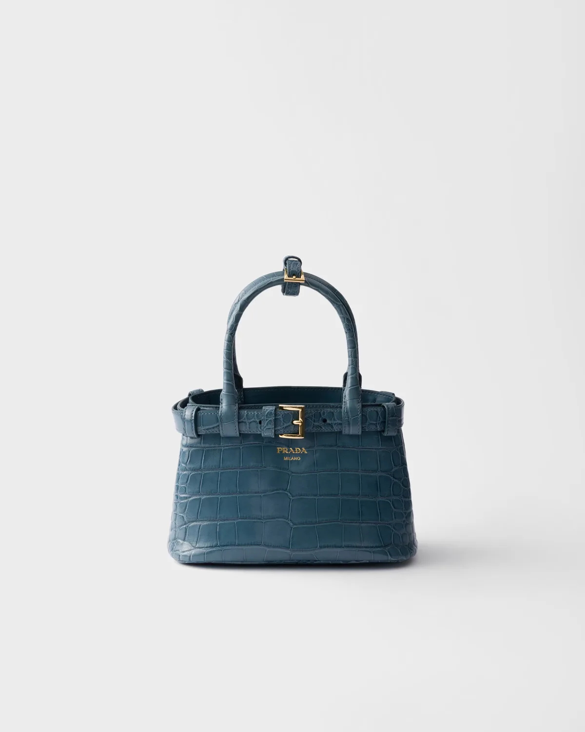 Prada Buckle Small Crocodile Leather Handbag (Marina Blue)