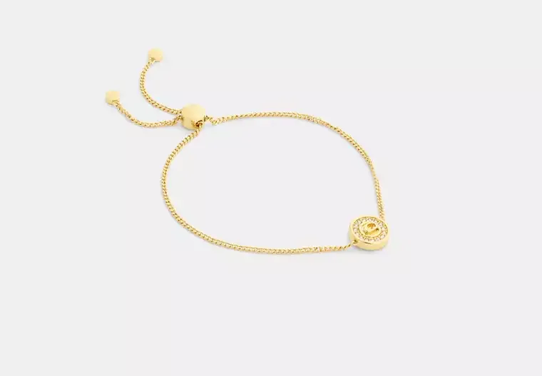 Coach Signature Pavé Coin Slider Bracelet (Gold)