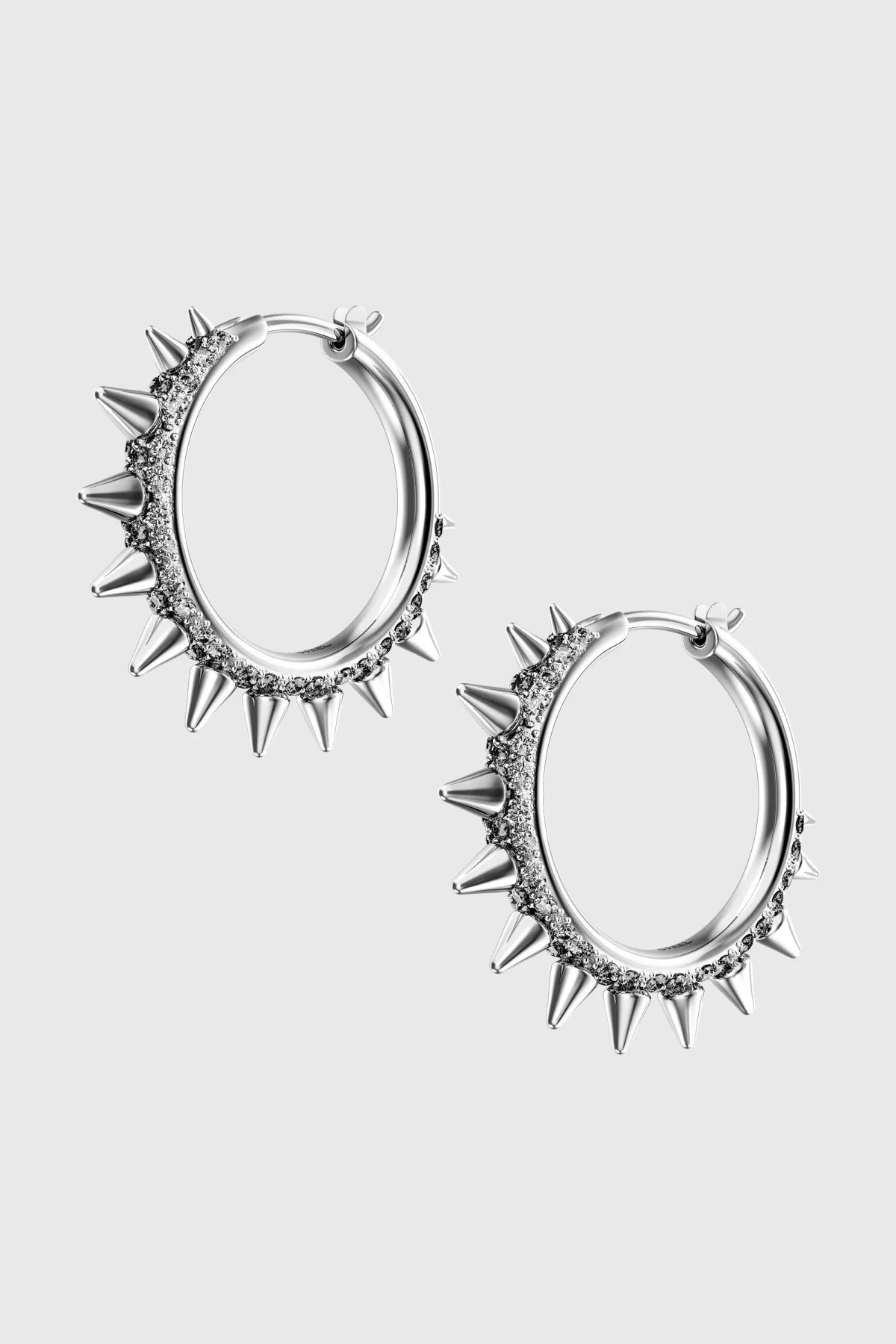 Diesel Stainless Steel Hoop Earrings (Silver)
